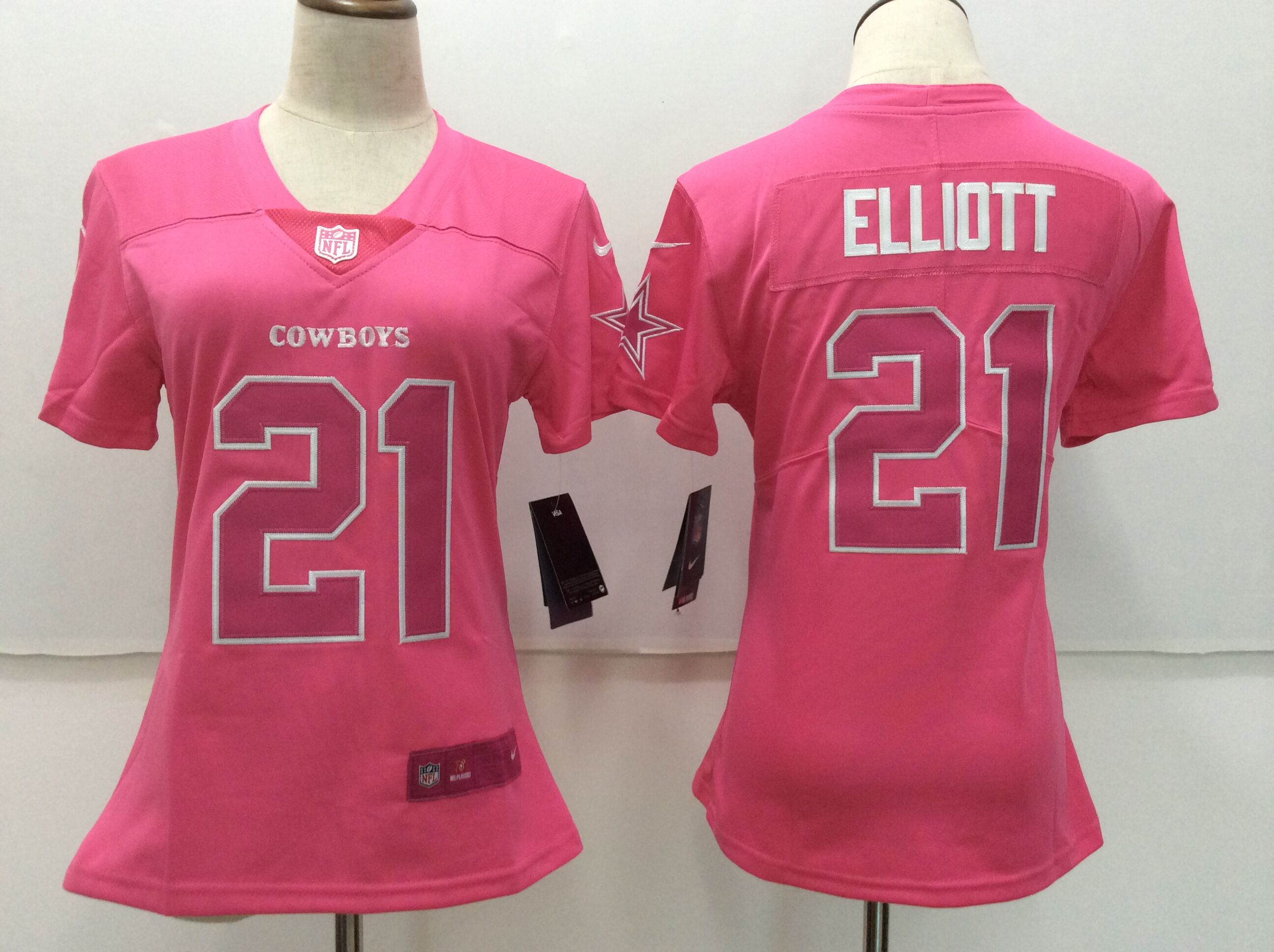 Women Dallas cowboys #21 Elliott pink Nike Vapor Untouchable Limited NFL Jerseys